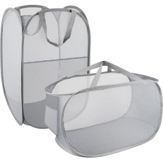 Laundry Basket, Large Laundry Basket, Foldable, Pop-Up Laundry Baskets, Foldable Laundry Basket, Mesh Pop Up Large Storage Basket with Side Pocket, Can be Used for Storing Clothes and Sundroes
