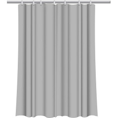 SEPIO Shower Curtain with Curtain Hooks, Shower Curtain Rings 180 x 200 cm - Waterproof, Antibacterial, Made of Best Material, Ready for Installation - for Bath and Shower (Grey)