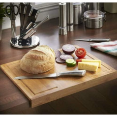 Marco Paul Bamboo Chopping Board with Over Counter Edge, Extra Large Organic Chopping Board, 45cm x 35cm, Cookware, Kitchen Counter for Meat, Vegetables and Cheese with Drip Groove