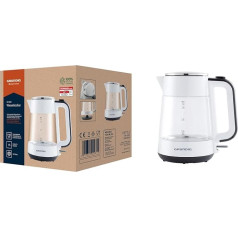Grundig WK 5860 Wasserkocher, Glas, 2400W, 1,7 l, 2400, Aluminium, 1 Liter, Weiß/Schwarz