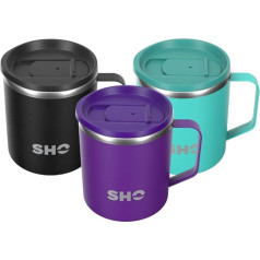 SHO Flexi Stainless Steel Insulated Mug, Reusable, 4 Hours Hot, 8 Hours Cold, 370 ml, BPA Free (370 ml, Vivid Purple)