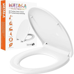 WATAKA Toilet Seat with Soft-Close Mechanism, PP Toilet Seat with Quick Release Function, Easy Cleaning, Antibacterial Toilet Seat O-Shape Toilet Seat with Adjustable Stainless Steel Hinge
