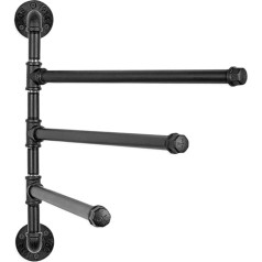 DOITOOL Swivel Towel Rail with 3 Arms Wall Mounted Towel Rail Rotating Space Saving Industrial Tube Towel Rail for Bathroom