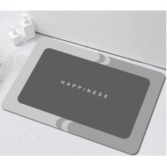 TOKLYUIE Super Absorbent Bath Mat, 50 x 80 cm, Rectangular, Quick Drying, Super Absorbent Floor Mat, Non-Slip Rubber Backing, Easy Clean Bathroom Rugs (Rectangular, Grey, 50