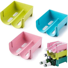 SDFAA 3 Piece Plastic Wine Rack Refrigerator Beer Holder Stackable Freestanding Plastic Counter Refrigerator (3 Colors)