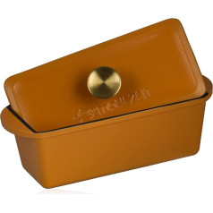Mahlzeit Cast Iron Roasting Dish with Enamelled Lid, 3 Litres, Sunny Orange, Oven-Safe, Induction Suitable, Double Roaster, Large Duck Roaster, Enamel Roasting Dish, Dutch Oven