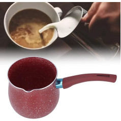 Uadme Non-Stick Milk Pan with Pourer 11 cm Milk Pot Milk Pot Non-Stick Lightweight Kitchen Cooking Pot Mini Coffee Pot with Pouring Spout (Red)