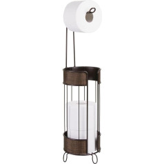mDesign Standing Toilet Roll Holder - Modern Bathroom Paper Roll Holder - Toilet Paper Holder for 3 Rolls with Style - Bronze