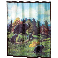 Avanti Linens - Stoff-Duschvorhang, Tier-inspirierte Badezimmer-Dekoration (Black Bear Lodge Collection, 182,9 cm)