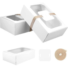 Cardboard Gift Box, Pack of 12 Candy Boxes, Gift Box with Transparent Window, Pastry Cardboard, Biscuit Gift Box, for Home Party, Birthday Parties and Picnic, White