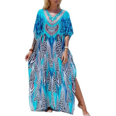 LikeJump Women's Long Kaftan Nightdress Spacious Homewear Oversized Maxi Kimono Cover Ups Robes