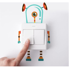 SUPERDANT 6 Style Robot Light Switch Wall Sticker Funny Robot Light Switch Wall Sticker Vinyl Wall Art Sticker for Children's Room Living Room Nursery Classroom Decorations