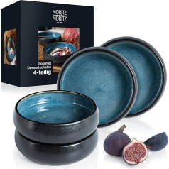 Moritz & Moritz Solid 4 x Small Bowls - 300 ml - Stoneware Dip Bowls for Dessert, Snack, Soup, Salad, Ice Cream, Tapas and Antipasti