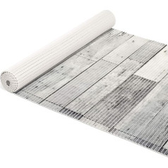 ANRO Bath Mat Soft Foam Mat Bath and Shower Mat Rug Non-Slip Bath Runner, Wooden plank grey, 200x65cm