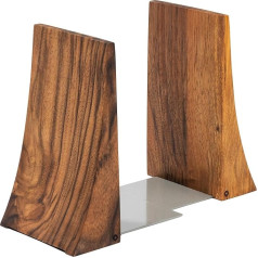 TILISMA Bookends for Shelves - Handmade Wooden Bookends with Metal Base Walnut Tree - Sturdy Book Holders for Heavy Books - Fancy Modern Decorative Book Accessories to Store Books