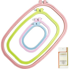 LAMXD 4 Sizes Colorful Embroidery Hoops Rectangle Square Cross Stitch Frame Sewing Tool for Crafts Practical Sewing (Multicolor)