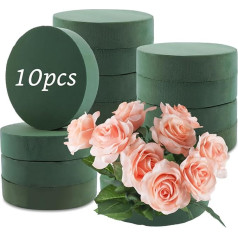 DAJAVE Pack of 10 Floral Foam Round Flower Foam 16.5 x 4 cm Green Flower Foam Moss for Fresh Flowers, Weddings, Birthdays, Garden, Home Decoration