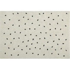 Happy Decor Kids - Washable Rug for Children's Bedrooms Mini Dots Collection with Black Dots on Beige Background. Handmade from 100% natural cotton. Size: 140 x 200 cm.