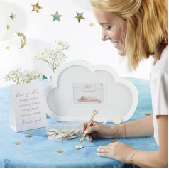 Kate Aspen 22122NA Baby Shower - Cloud Frame Wooden Guest Book Alternative, Cloud/Raindrops