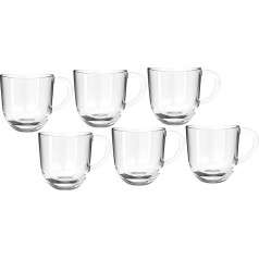 Leonardo Napoli 024203 Latte Macchiato Cups, Set of 6, Dishwasher-Safe Coffee Cups, Glass Cup with Handle, Microwave-Safe, 380 ml, Set of 6