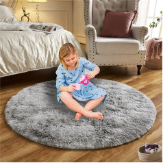 lightlux Shaggy, Deep-Pile Rug for Living Room, Long-Pile Rug, Easy-Care, High Thread Count, Water Indoor Floor Mat for Playroom and Children's Room (Grey, 153 x 153 cm)