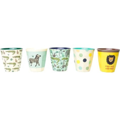 RICE. DK RICE Small Curved Melamine Cups with 6 Jungle Designs - Blue