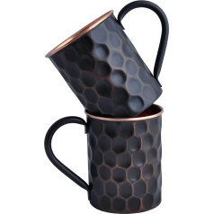 Staglife 20 oz Black Diamond Moscow Mule Copper Mugs & Copper Cups for Moscow Mules Hammered Finish Set of 2