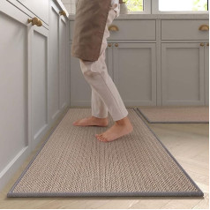 Kitchen Rug Washable Non-Slip Sisal Imitation Rug Runner Jute Imitation Weave Kitchen Mat Kitchen Runner Dirt Trapper Mat Kitchen and Dining Room Set Natural Rubber Back 44 x 75 + 44 x 120 cm