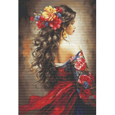 Luca-S Gold Spanish Girl Counted Cross Stitch Kit B702 Counted Cross Stitch Kit for Adults Needlework and Embroidery Kit