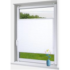 OBdeco Pleated Roller Blind with Klemmfix, No Drilling, Translucent, Crushed Look, Folding Blind for Windows and Doors, Easyfix, White, 85 x 120 cm