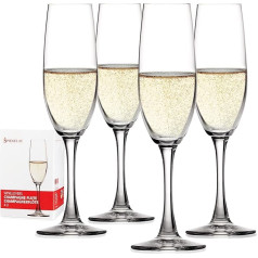 Spiegelau Winelovers Champagne Flutes, Set of 4, Prosecco Glasses, Champagne Flute, Champagne Glass, Champagne Glass, Crystal Glass, Prosecco Glass 190 ml Set of 4090187