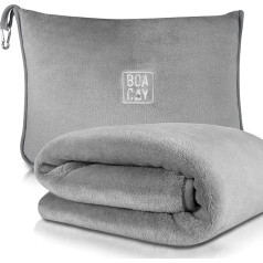 BOACAY Travel Blanket and Pillow with Cover, Super Soft Material with Backpack Clip and Luggage Cover, Airplane Flight Blanket