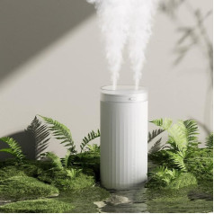 JISULIFE Humidifier, 4000 mAh Portable Mini Humidifier, Personal Desktop Humidifier for Bedroom, Quiet, Automatic Shut-Off, Dual Mist Connections for Baby Travel, Car White