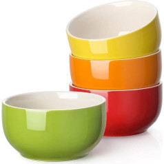 LIFVER Cereal Bowls, 4-Piece 600 ml/20 oz Soup Bowl, Premium Porcelain, Dishwasher, Microwave Safe, Large Serving Bowls, Cereal Bowl, Dessert Bowl, Snack Bowl, Colourful
