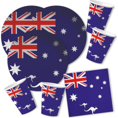 DH-Konzept 60-Piece Party Set Australia Plates Cups Napkins for 20 People