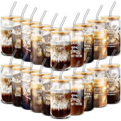 Irenare Thank You Gift Set, 500 ml, Glass Mug, Teacher, Employee, Appreciation, Gift, Can Shape, Glass Tumbler with Bamboo Lid, Glass Straw, Appreciation Week, Gift for Women