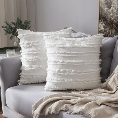 Miulee Set of 2 Decorative Cushion Covers with Tassel Fringe, Decorative Boho Super-Soft Cushion Covers, Cushion Cover Decoration for Sofa, Couch, Bedroom, Living Room or Car