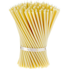Danilovo Pack of 50 White Beeswax Candles, Orthodox Candles for Prayer, Rituals, Wedding Table Decoration, Non-Toxic, Soot, Drip-Free, Long, Sustainable Products, N40, Height: 25.5 cm, Diameter 7.4 mm