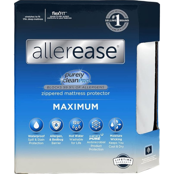 AllerEase Waterproof Mattress Protector, Maximum Allergy Mattress Protector, Full Mattress Cover