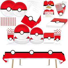 81-Piece Party Tableware Set, Party Tableware Birthday, Children's Birthday Tableware Set, Children's Birthday Decoration, with Plates, Cups, Napkins, Tablecloth, Straws, Party Tableware for 10 Guests