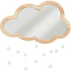 Space Home - Wall Mirror - Mirror in Cloud Shape - Decorative Mirror with Tassels - Hanging Mirror with Wooden Frame