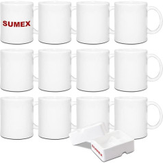 Sumex 325 ml, Set of 12 Sublimation Mugs, Sublimation Mugs, White Ceramic Mug, 11 oz Cup Sublimation for Coffee, Milk, Tea