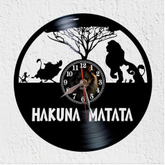 Vinyl Record Clock Viny Woody Hakuna Matata Vinyl Disco Clock King of Animals Africa Wall Decor Original Gift