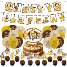 Banana Birthday Party Decorations Banana Party Supplies Includes Banana Birthday Banner Cake Topper Cupcake Toppers Balloons for Fruit Birthday Decorations Baby Shower Supplies