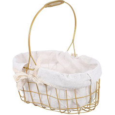 Cabilock Metal Basket with Handle Braided Flower Basket Flower Vase Metal Fruit Basket Picnic Basket Scatter Basket Flower Girl Basket Rattan Metal Wire Basket for Wedding Table Decoration Country