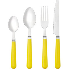 Baroni Home Cutlery Set for 6 People, 24-Piece Cutlery Set Made of Stainless Steel, Cutlery with Plastic Handle Including Knife, Fork, Spoon for The or Dessert, Dishwasher Safe (Yellow)