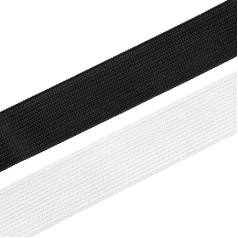 Flat Elastic Band Black & White Sewing Craft DIY Stretch (1/4 inch, 3/8 inch, 1/2 inch, 1 inch) (White, 5.1 cm - 10 m)