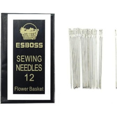 Extra Thin & Fine Flower Basket Precisely Pointed Classic Style Hand Sewing Needles, Pack of 25 Pcs, NO.12 (4.5cm/1.75