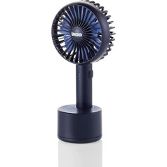 UNOLD Breezy Swing 86638 Hand Fan Blue with 5-Level Speed Control, 120° Oscillation, Up to 8 Hours Battery Operation and LED Indicator Light
