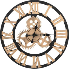 Warmiehomy 58 cm Large Wall Clock, 3D Gear Vintage Industrial Silent Non-Ticking Roman Numerals Hanging Clock for Home, Office, Restaurant, Hotel, Cafe Decoration, Gold